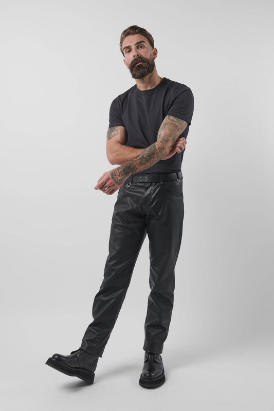 STRAIGHT LEG STRETCH LEATHER TROUSER