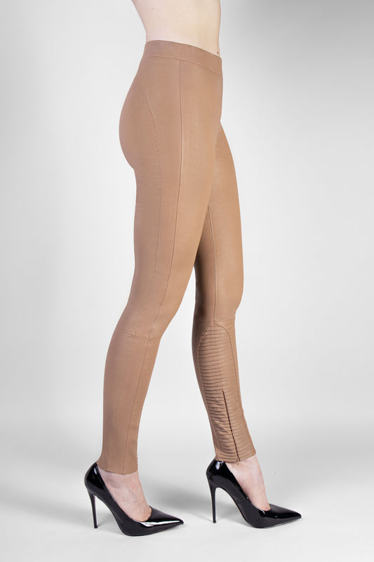 Kay Michaels Leather Leggings - Sand